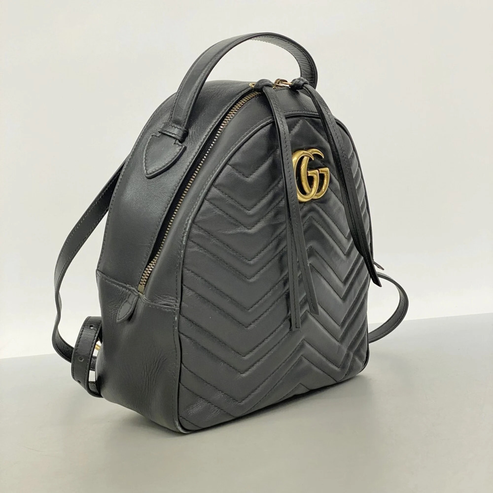 GUCCI Black Leather GG Marmont Backpack - Picture 2 of 10